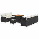 Havesofa Sæt med pude med pude 10 pcs Sort og Cream polyrattan