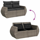 Havesofa Sæt med pude med opbevaring 10 pcs Grå polyrattan