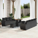 Havesofa Sæt med pude med opbevaring 10 pcs Sort polyrattan