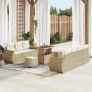 Havesofa Sæt med pude med pude 10 pcs Beige og creme polyrattan