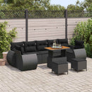 Havesofa Sæt 10 pcs Sort Polyrattan og pulverlakeret stål