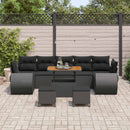 Havesofa Sæt 10 pcs Sort Polyrattan og pulverlakeret stål