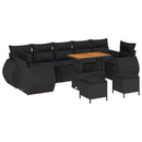 Havesofa Sæt 10 pcs Sort Polyrattan og pulverlakeret stål