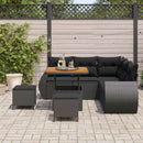 Havesofa Sæt med pude med opbevaring 8 pcs Sort polyrattan