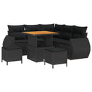 Havesofa Sæt med pude med opbevaring 8 pcs Sort polyrattan