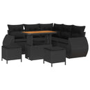 Havesofa Sæt med pude med opbevaring 8 pcs Sort polyrattan