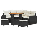 Havesofa Sæt med pude med pude 8 pcs Sort og Cream polyrattan