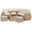 Havesofa Sæt med pude med pude 8 pcs Beige og creme polyrattan