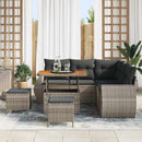Havesofa Sæt med pude med opbevaring 8 pcs Grå polyrattan