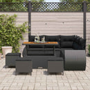 Havesofa Sæt 9 pcs 8-Antal sæder Sort polyrattan