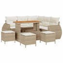 Havesofa Sæt med pude med pude 9 pcs Beige og creme polyrattan