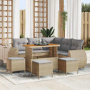 Havesofa Sæt med pude 9 pcs Beige og lys grå polyrattan