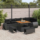 Havesofa Sæt med pude med opbevaring 9 pcs Sort Poly Rattan