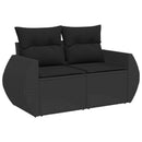 Havesofa Sæt med pude med opbevaring 9 pcs Sort Poly Rattan
