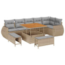 Havesofa Sæt med pude med opbevaring 9 pcs beige og lysegrå