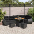Havesofa Sæt med pude med opbevaring 9 pcs Sort Poly Rattan