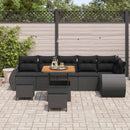 Havesofa Sæt med pude med opbevaring 9 pcs Sort Poly Rattan