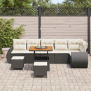 Havesofa Sæt med pude med pude 9 pcs Sort og Cream Poly Rattan