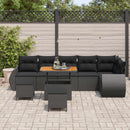 Havesofa Sæt med pude med opbevaring 9 pcs Sort Poly Rattan