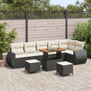Havesofa Sæt med pude med pude 9 pcs Sort og Cream Poly Rattan