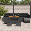Havesofa Sæt med pude med opbevaring 10 pcs Sort Poly Rattan