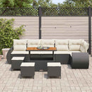 Havesofa Sæt med pude med pude 10 pcs Sort og Cream Poly Rattan