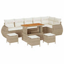 Havesofa Sæt med pude 10 pcs Beige og creme Poly Rattan
