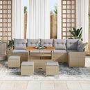 Havesofa Sæt med pude 10 pcs Beige og lys grå Poly Rattan