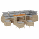 Havesofa Sæt med pude 10 pcs Beige og lys grå Poly Rattan