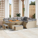 Havesofa Sæt med pude 12 pcs Beige og lys grå Poly Rattan