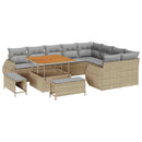 Havesofa Sæt med pude 12 pcs Beige og lys grå Poly Rattan