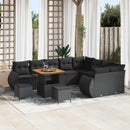 Havesofa Sæt med pude med opbevaring 12 pcs Sort Poly Rattan