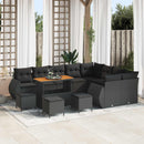 Havesofa Sæt med pude med opbevaring 13 pcs Sort Poly Rattan