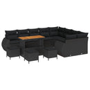 Havesofa Sæt med pude med opbevaring 13 pcs Sort Poly Rattan