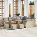 Havesofa Sæt med pude 13 pcs Beige og lys grå Poly Rattan