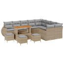 Havesofa Sæt med pude 13 pcs Beige og lys grå Poly Rattan