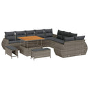 Havesofa Sæt 13 pcs Grå Polyrattan og pulverlakeret stål