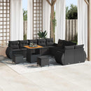 Havesofa Sæt 13 pcs Sort Polyrattan og pulverlakeret stål
