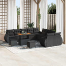 Havesofa Sæt 13 pcs Sort Polyrattan og pulverlakeret stål