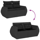 Havesofa Sæt 13 pcs Sort Polyrattan og pulverlakeret stål