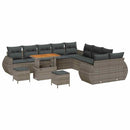 Havesofa Sæt 13 pcs Grå Polyrattan og pulverlakeret stål