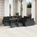 Havesofa Sæt 14 pcs Sort Polyrattan og pulverlakeret stål