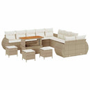 Havesofa Sæt med pude 14 pcs beige og cremefarvet