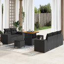 Havesofa Sæt med pude med opbevaring 8 pcs Sort Poly Rattan