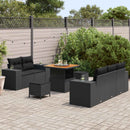 Havesofa Sæt med pude med opbevaring 8 pcs Sort Poly Rattan
