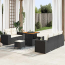 Havesofa Sæt med pude med pude 8 pcs Sort og Cream Poly Rattan