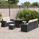 Havesofa Sæt med pude med pude 8 pcs Sort og Cream Poly Rattan