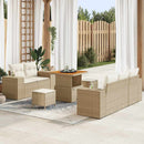 Havesofa Sæt med pude med pude 8 pcs Beige og creme Poly Rattan