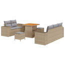 Havesofa Sæt med pude 8 pcs Beige og lys grå Poly Rattan