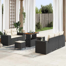 Havesofa Sæt med pude med pude 8 pcs Sort og Cream Poly Rattan